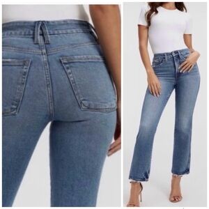 Good American Good Curve Straight Leg Ankle Jeans High Rise Size 10 Size 30 Blue